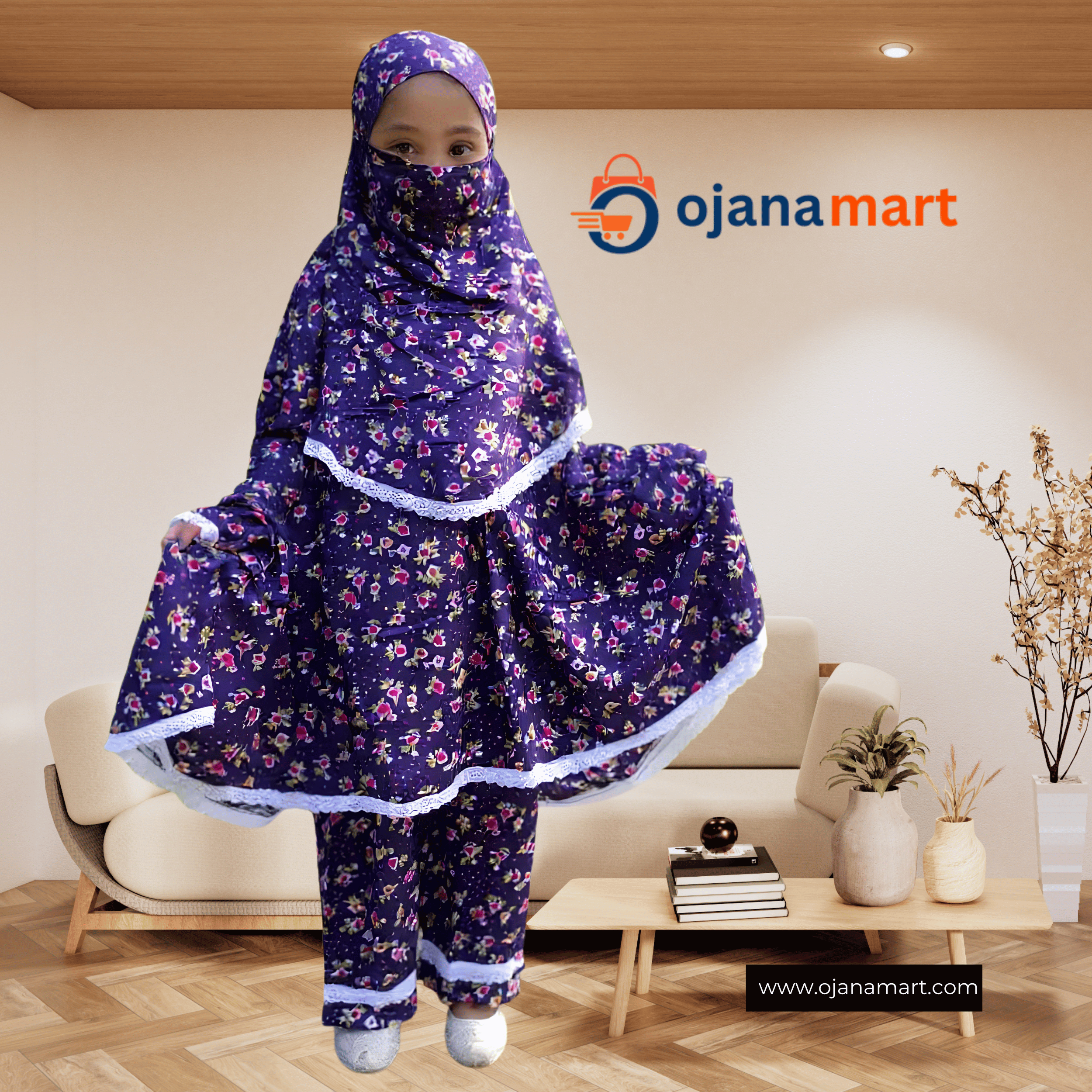 Cherry Georgette Fabric Khimar (বাচ্চাদের খিমার)