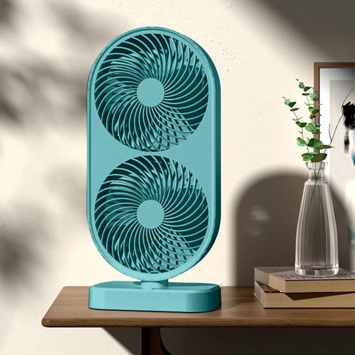 120° Adjustable High Speed Portable Double Head Desk Rechargeable Fan